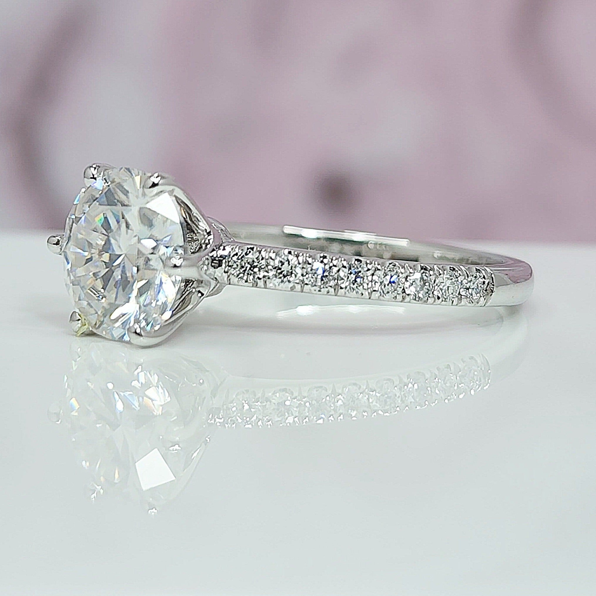 Carat Ring Real Side Diamond Engagement x mm Round Brillia