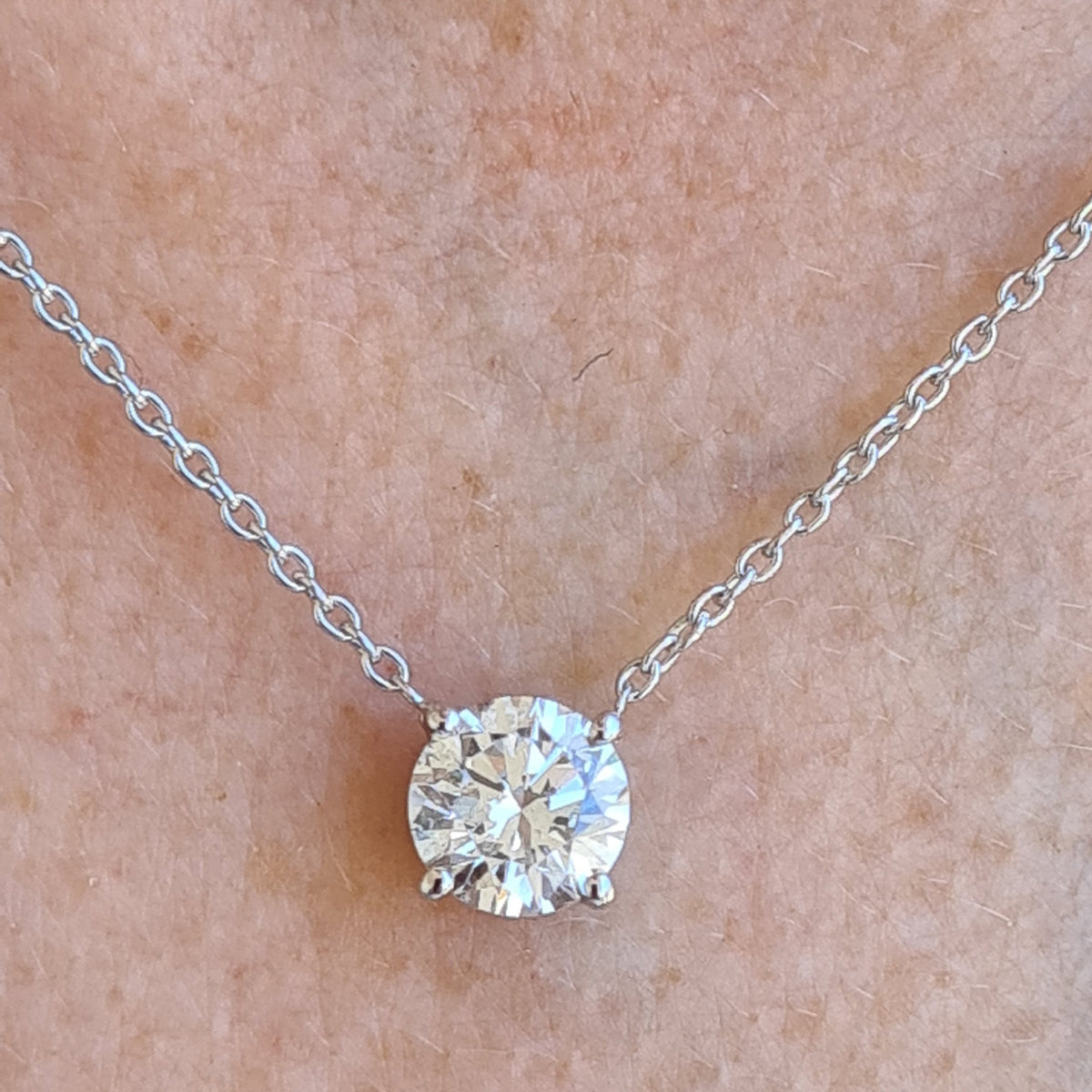 1ct Lab Diamond Solitaire Pendant, IGI E VS1, 14K Gold