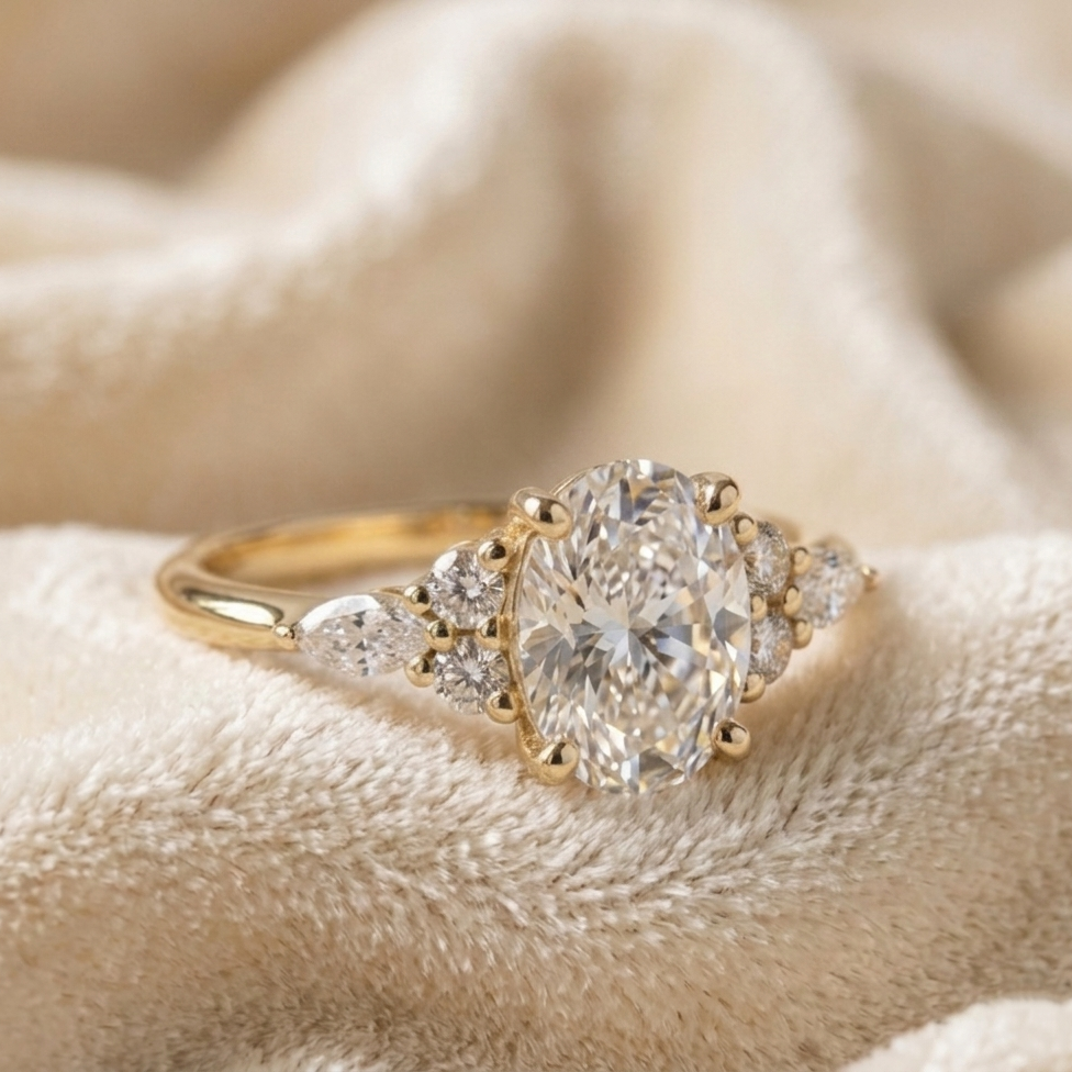 Oval Lab Diamond Engagement Ring | 1 Ct IGI Certified | 14K Gold | Spark and Bloom