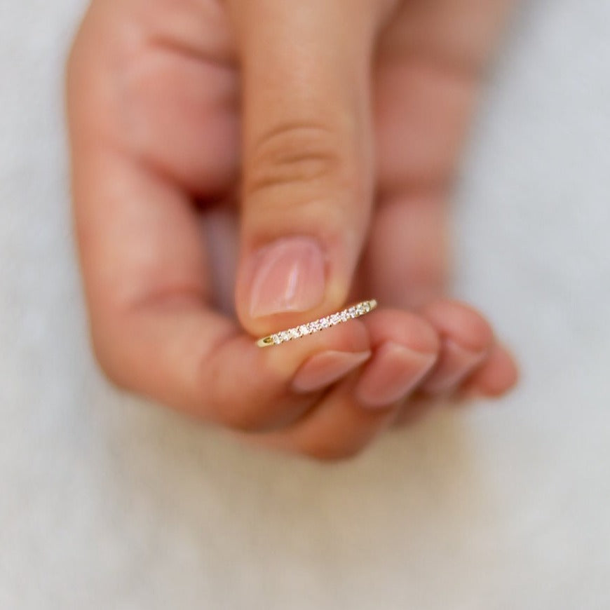 Tiny Cluster Diamond Ring, Minimalist Stackable Dainty Small Diamond Ring, White Diamond Unique Simple Handmade Jewelry