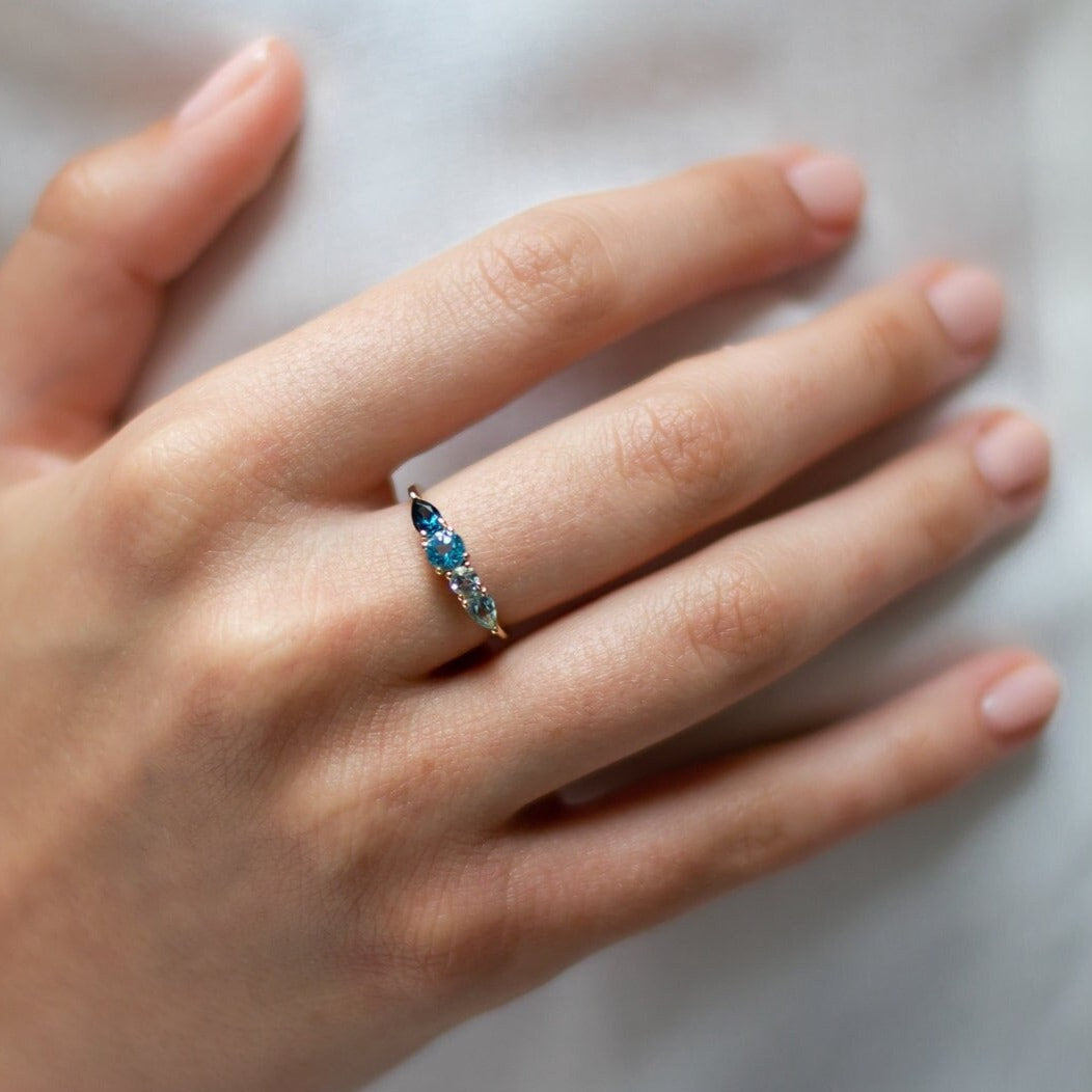 Exquisite Sky Shades Pear Blue Topaz Anniversary Ring Gift for my Wife