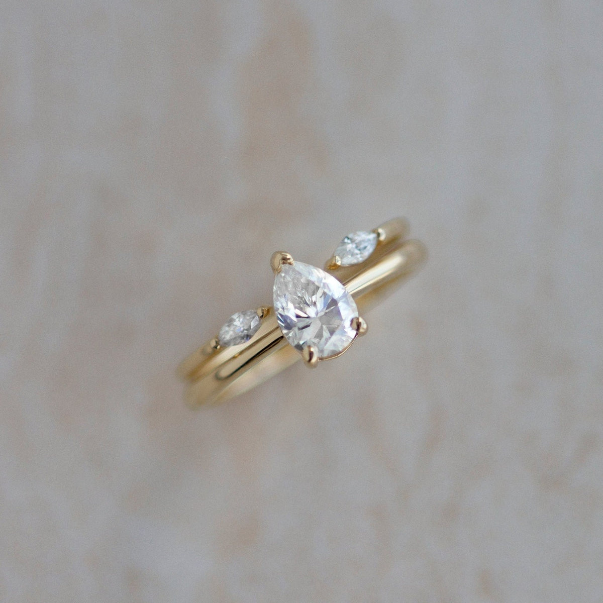 Minimalist Affordable Engagement Wedding Bridal 2 Rings Set