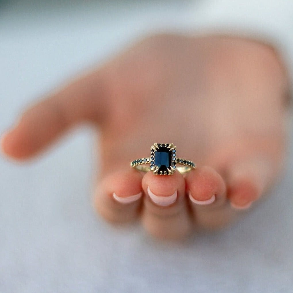 Black Diamonds Ring, Art Deco Engagement Ring Vintage, Art Deco Style, Art Deco Wedding Band, Claw Prong Settings Ring