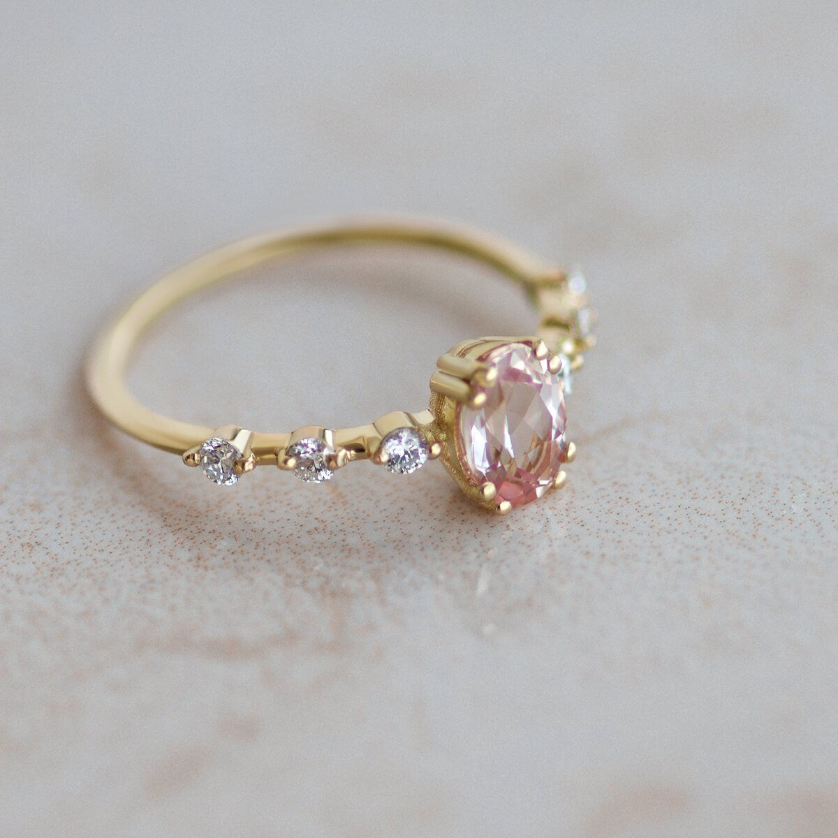 Oval Morganite Engagement Ring | Avant Garde | Yellow Gold