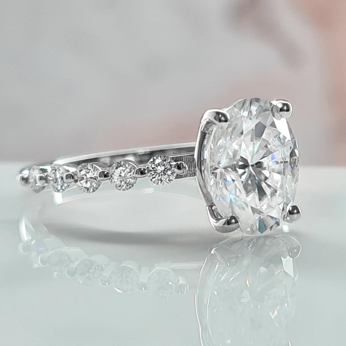 1.3 Carat Perfect Fine Moissanite Oval Ring, Classic Oval Engagement Ring