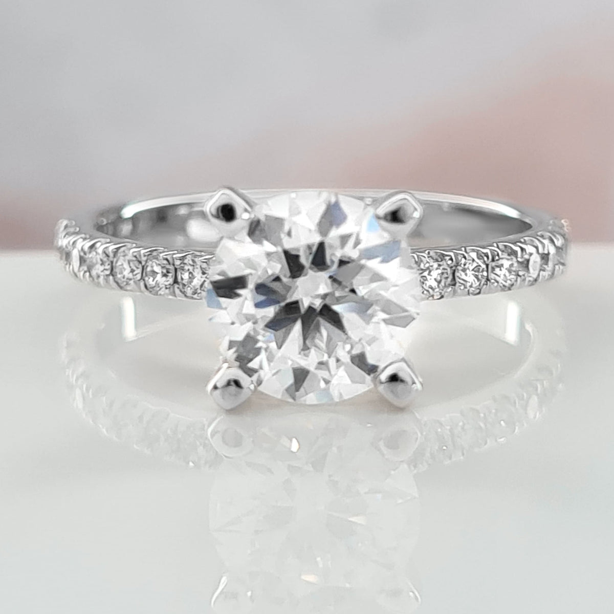 Perfect 1.5 Carat Moissanite Avant Garde Side Stones Engagement Proposal Ring for Future Bride