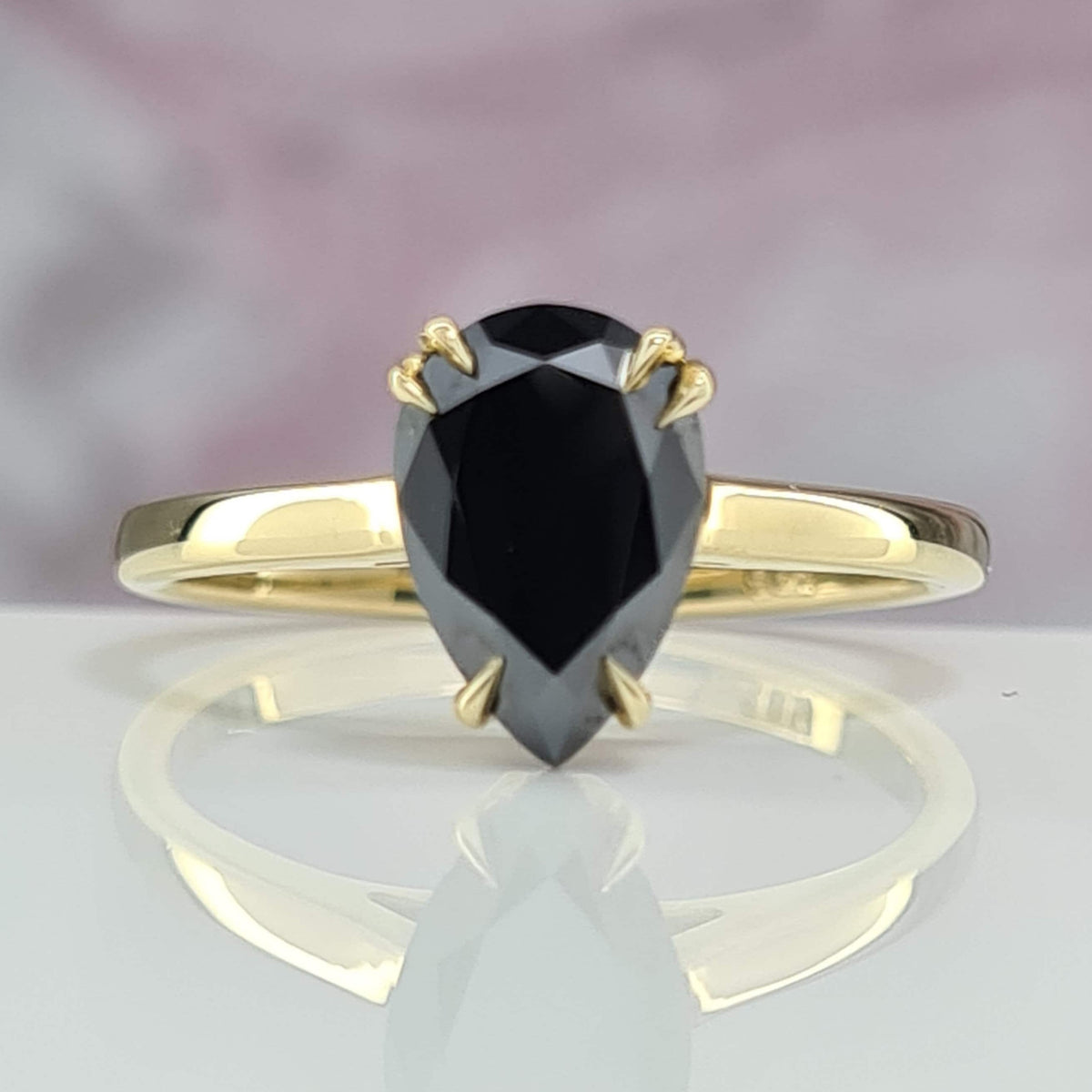 Black Moissanite Pear Teardrop Anniversary Ring for My Wife 9 x 6 Diamond