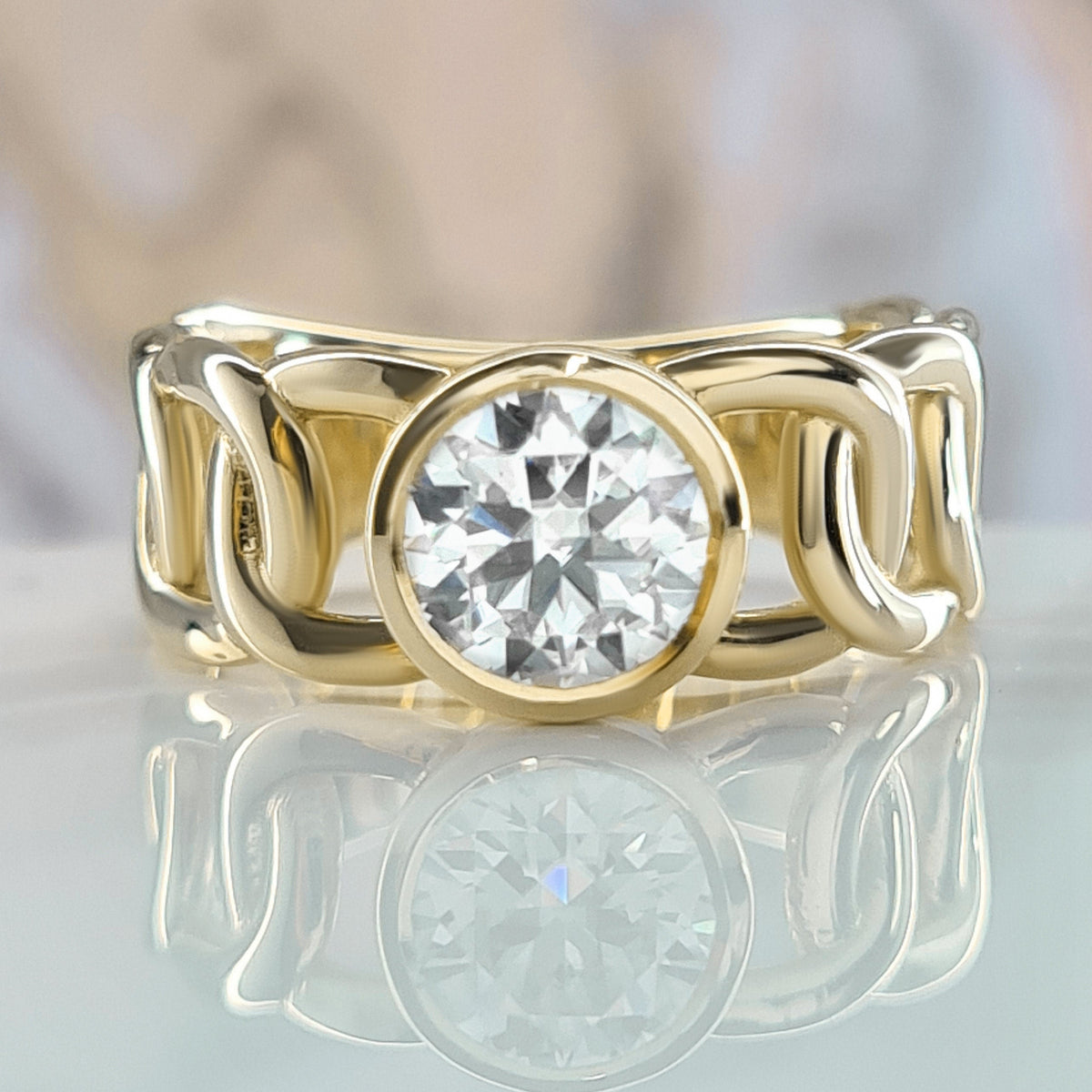 Art Nouveau Engagement Ring Lab Diamond Ring