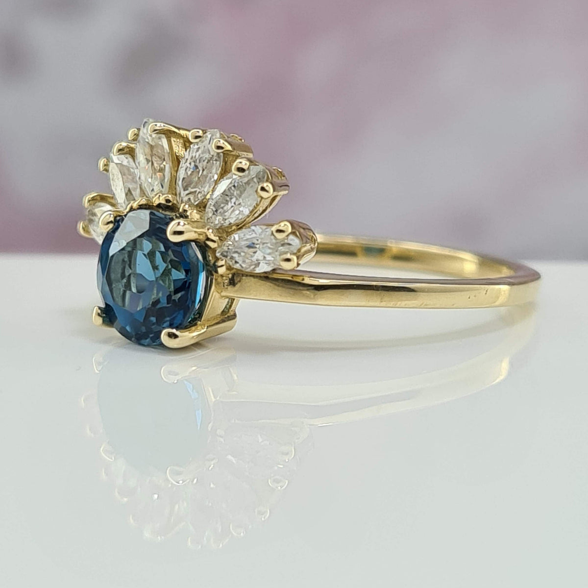 Sunrise Crystal Handmade Real Gold Proposal Ring For Her