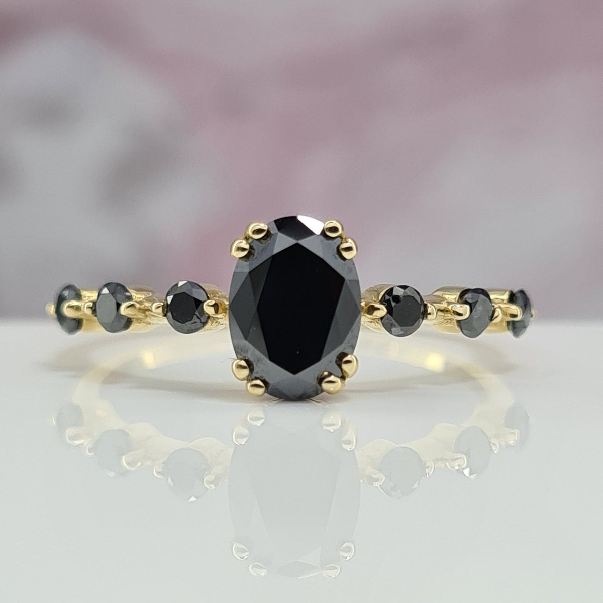 Oval Black Diamond Ring, Black Diamond Engagement Ring, Black Diamond Ring, Black Diamond Ring Woman