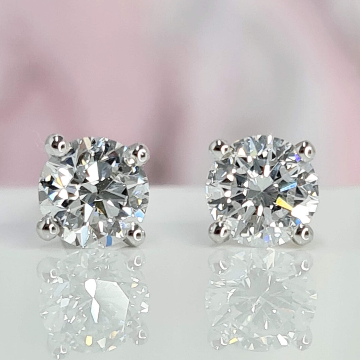 Dainty 1 Carat Diamond Studs Earrings Delicate Anniversary Gift Her