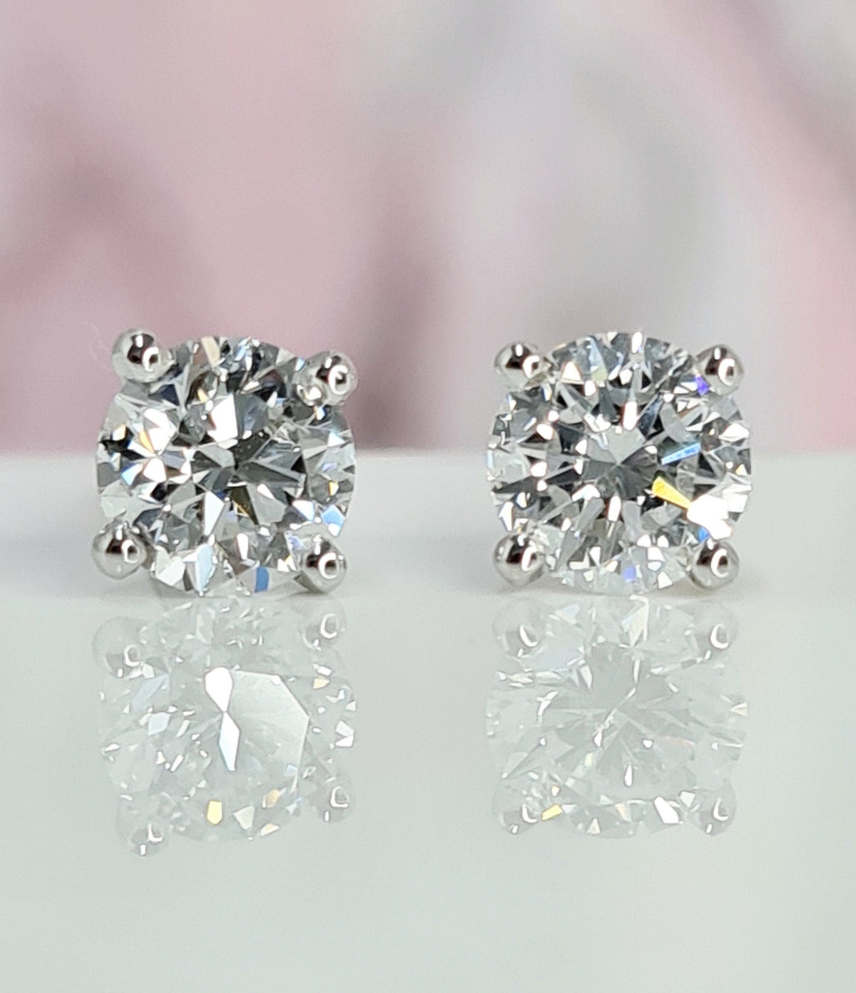 Dainty 1 Carat Diamond Studs Earrings Delicate Anniversary Gift Her