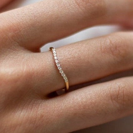 Dainty Thin Perfect Curved Diamond Bridal Wedding Band