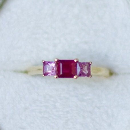 Perfect Shiny Ruby Tourmaline Anniversary Ring Birthday Birthstone Gift