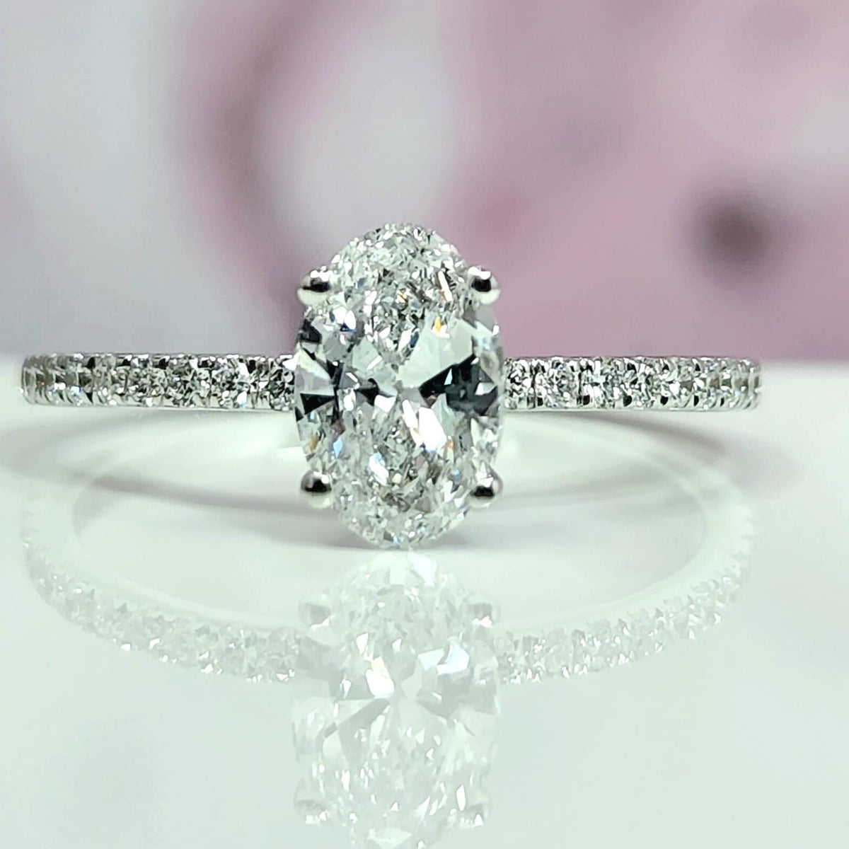 Sparkling 1 Carat Oval Cut Diamond Engagement Ring Avant Garde Lab Grown Diamond Fine Jewelry