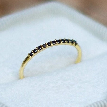 Thin Lovely Black Diamonds Eternity Gold Wedding Ring for Bride