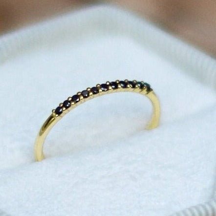 Stunning Small Black Diamonds Half Eternity Birthday Gift Stackable Ring for Her