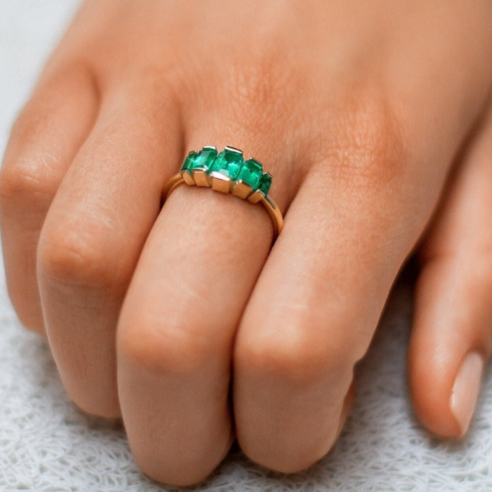 Minimalist Ring Emerald Engagement Ring Gold