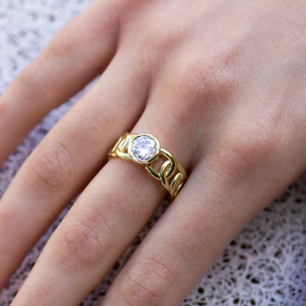 Art Nouveau Engagement Ring Lab Diamond Ring