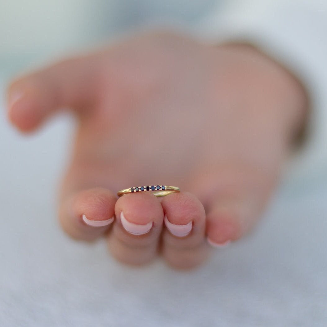 Simple Paved Thin Anniversary Ring Black Diamonds