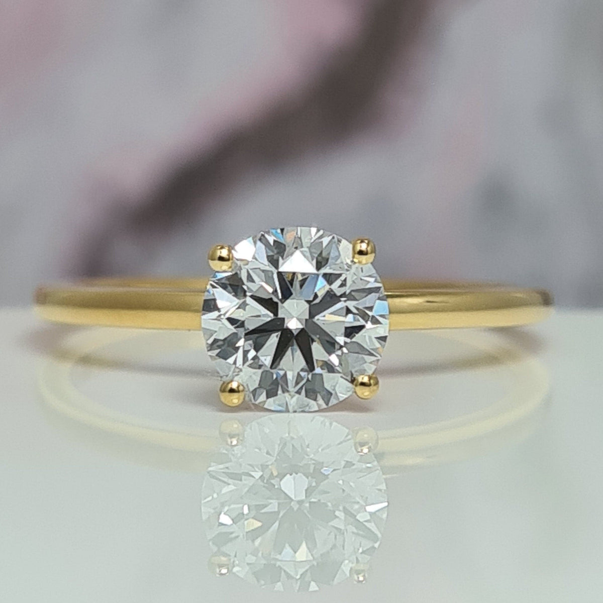2 Carat Round Lab Grown Diamond Engagement Ring, Hidden Halo, IGI Certified E VS1, 14K  Gold, Solitaire Ring