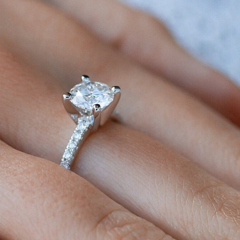 Dainty 14k White Gold Colorless High Quality Moissanite Promise Ring for My Girlfriend Gift