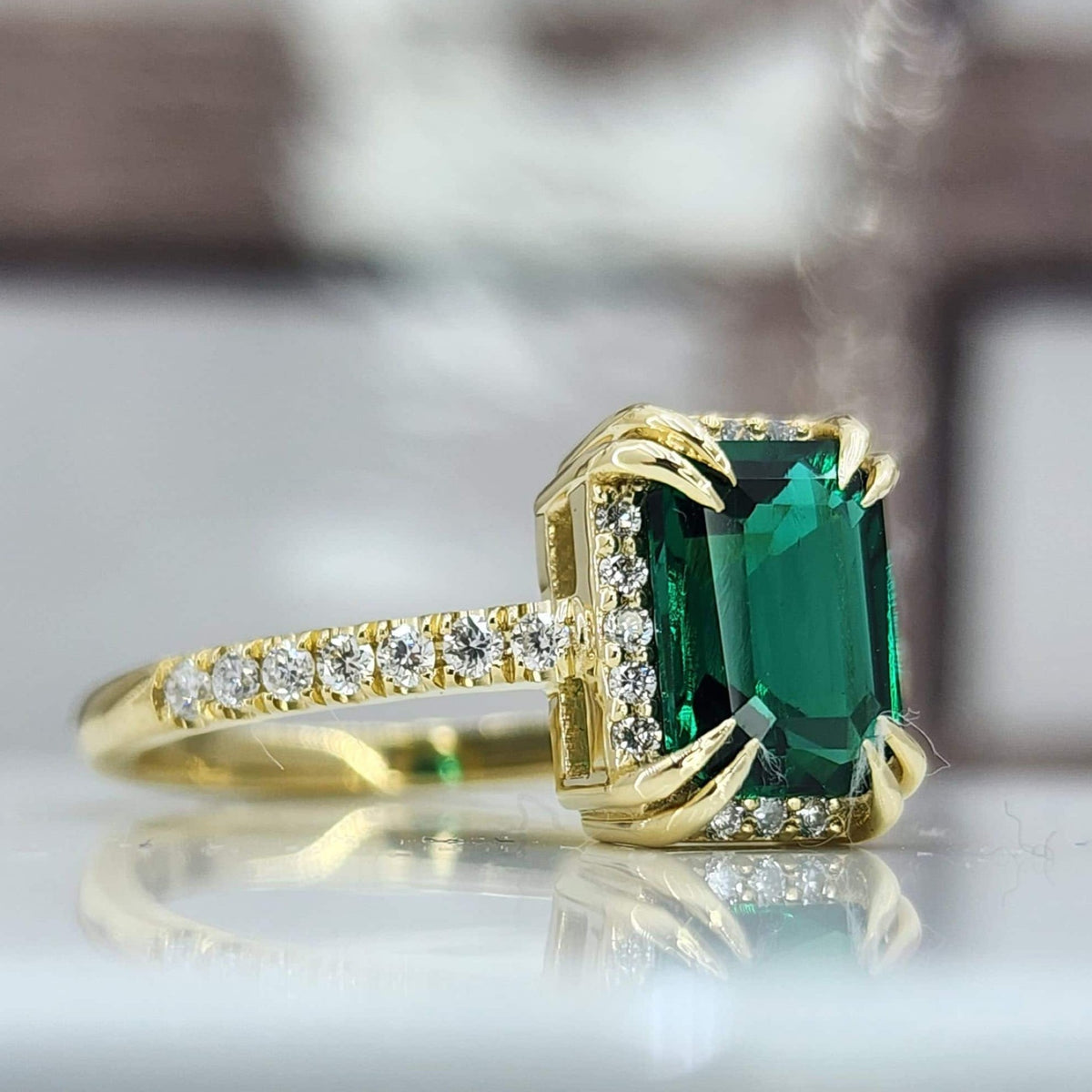 Unique Fashionable Handmade Emerald Anniversary Ring For Girlfriend, Natural Emerald Ring, Special Emerald Ring