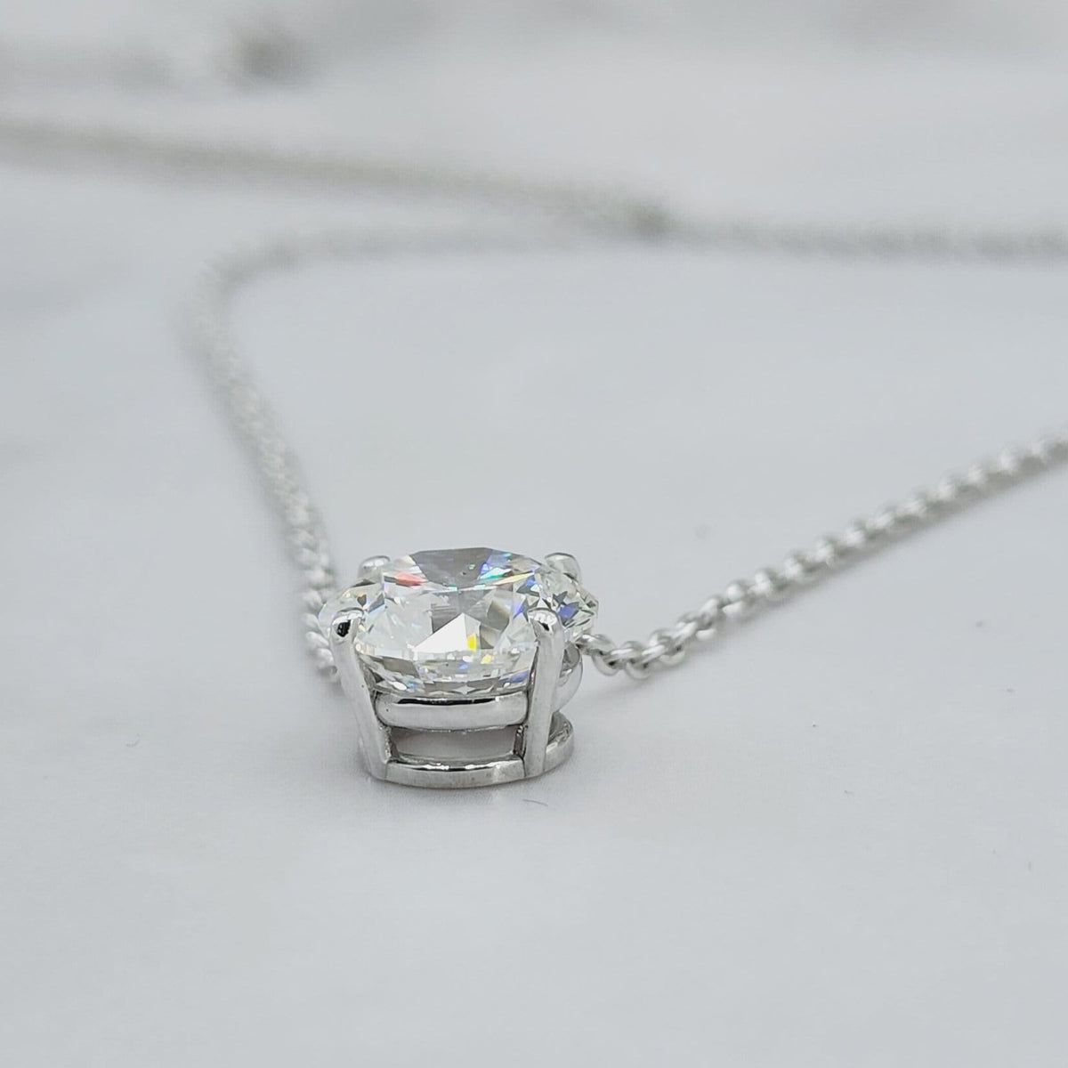 Classic Diamond Necklace 1.5 ct CVD Diamond Pendant, One Diamond Necklace